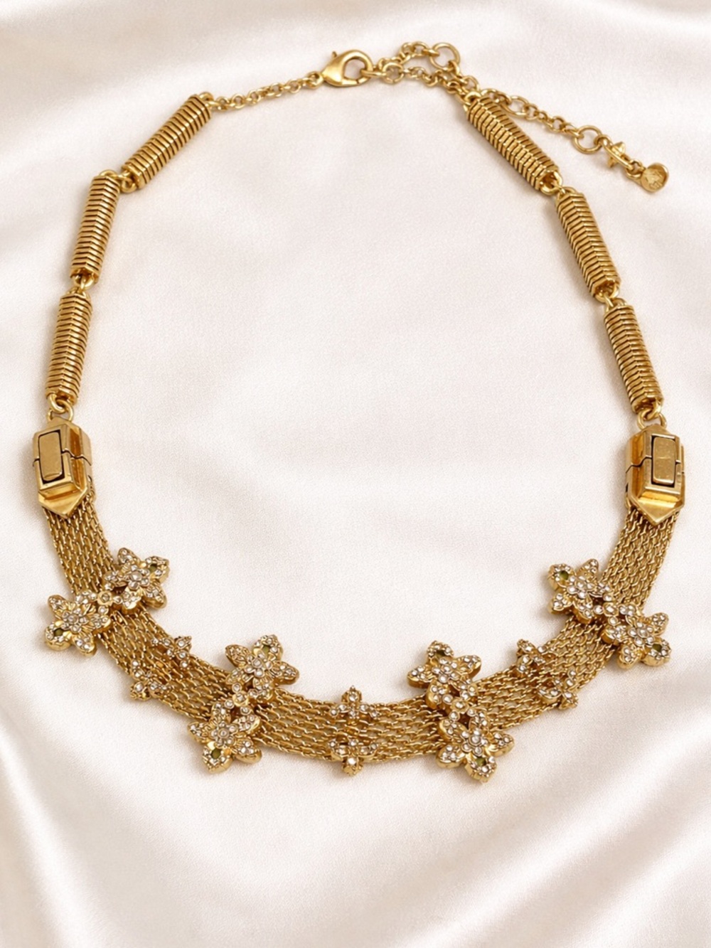 CAbi #2121 Bon Vivant Convertible Necklace Gold Mesh Rhinestone Bracelet
